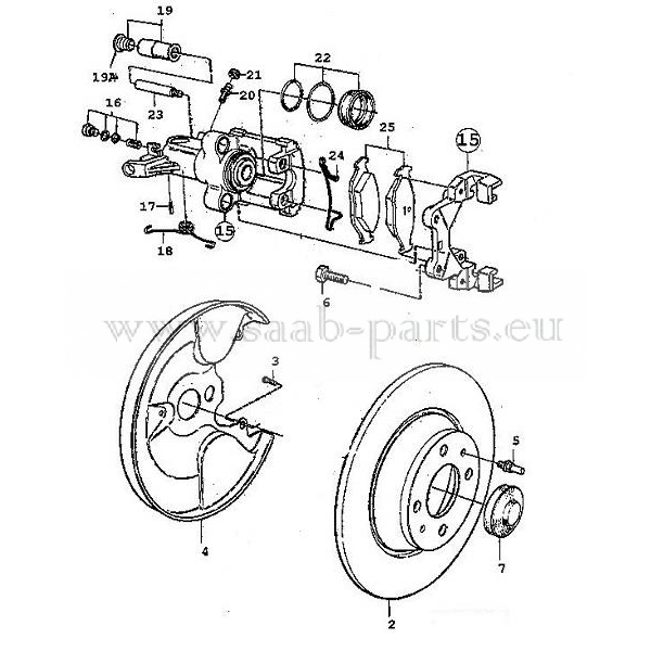 Bremse hinten: Saab parts 9000 ( 1985 -1998 ) Bremsen